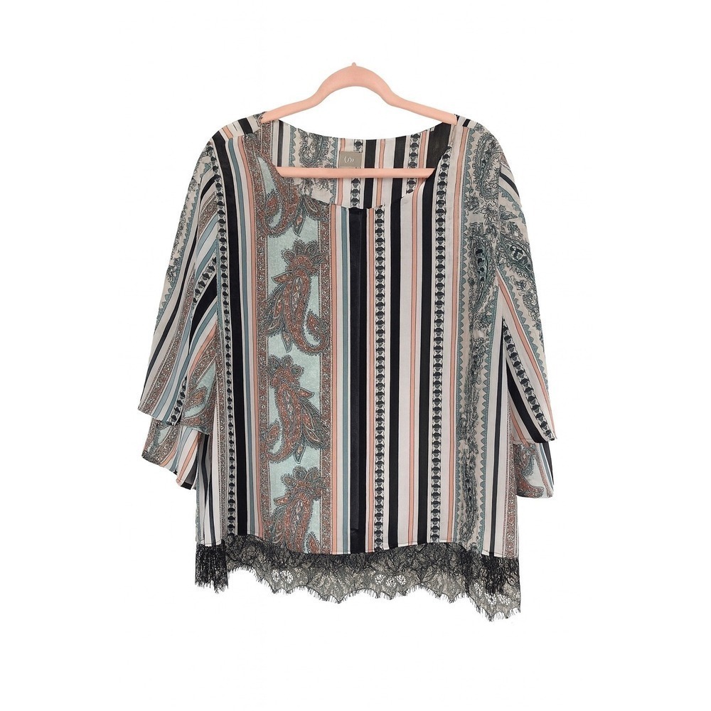 Chico's Boho Lace Paisley Blouse – Size 3 (Equivalent to XL/16) oversized